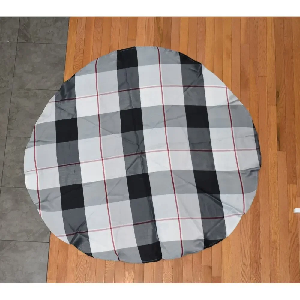 Buffalo Plaid Black & White Check Round Tablecloth Waterproof Stain Resist NEW